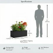 100cm Zinc Galvanised Matte Black Trough Planter